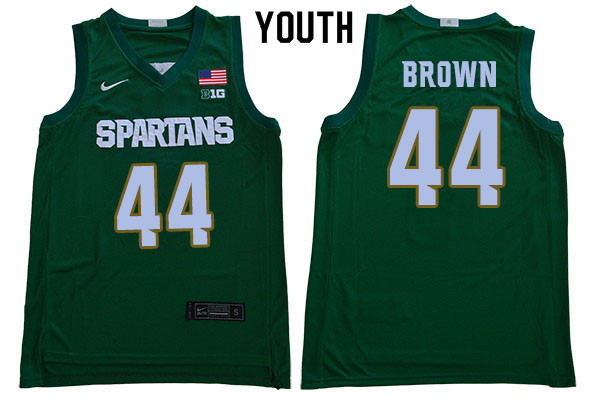 Youth Michigan State Spartans #44 Gabe Brown NCAA Nike Authentic Green College Stitched Basketball Jersey ZW41W78DU
